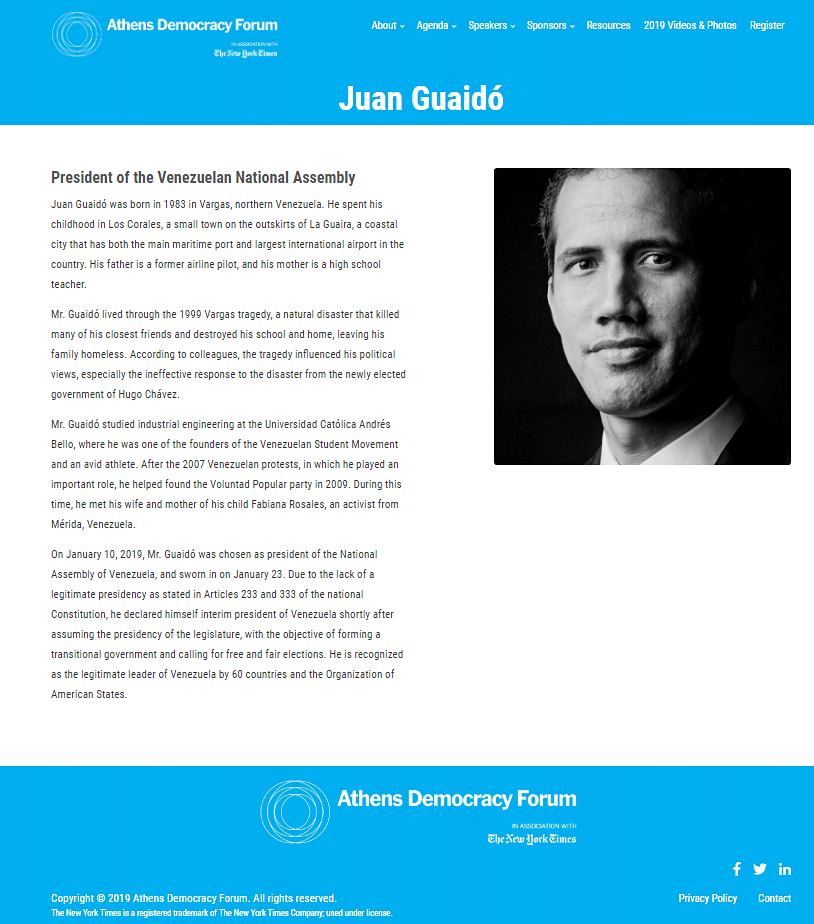 juan guaido athens democracy forum